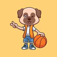 basketbal kroeg schattig tekenfilm vector