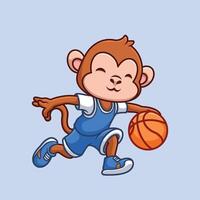 basketbal aap schattig tekenfilm vector