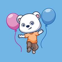 verjaardag polair beer schattig tekenfilm vector