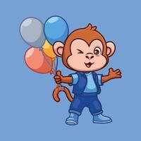 verjaardag aap schattig tekenfilm karakter vector