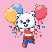 verjaardag polair beer schattig tekenfilm vector