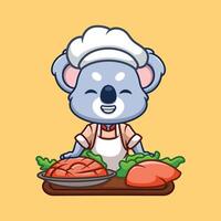 chef koala schattig tekenfilm vector