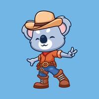 cowboy koala schattig tekenfilm karakter vector