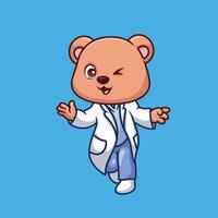 dokter beer schattig tekenfilm karakter vector