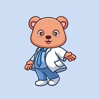 dokter beer schattig tekenfilm karakter vector