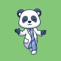 dokter panda schattig tekenfilm vector