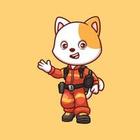 dier tekenfilm brandweerman illustratie schattig kinderen brandweerman redden kind leerzaam vector