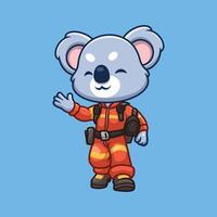 brandweerman koala schattig tekenfilm vector
