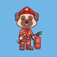brandweerman kroeg hond schattig tekenfilm vector