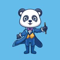 goochelaar panda schattig tekenfilm vector