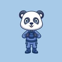 monteur panda schattig tekenfilm vector