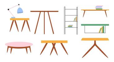 reeks van modieus tafels in Scandinavisch stijl. modern zacht meubilair verzameling. vector
