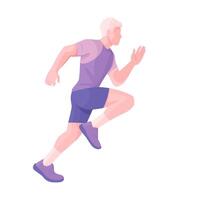 mannetje in beweging, rennen in sportkleding. wit blond Mens is aan het doen een cardio training. vol lengte vector illustratie van een jong persoon in sportkleding jogging geïsoleerd Aan wit achtergrond