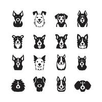 schattig hond icoon set, hond vlak pictogrammen in minimalistische stijl vector