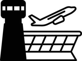 luchthaven terminal glyph en lijn vector illustratie