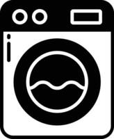 het wassen machine glyph en lijn vector illustraties