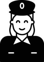 vrouw Politie glyph en lijn vector illustratie