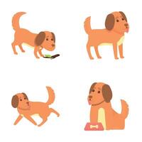 tekenfilm hond pictogrammen reeks tekenfilm vector. schattig huiselijk hond vector