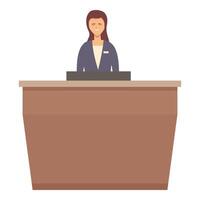 houten bureau receptioniste icoon tekenfilm vector. ondersteuning lobby vector