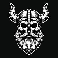 vikingen schedel hoofd donker kunst stijl illustratie vector