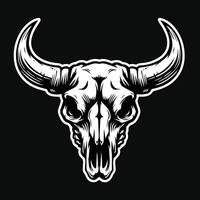 donker kunst schedel beest stier hoofd zwart en wit illustratie vector