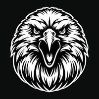 donker kunst boos beest adelaar hoofd zwart en wit illustratie vector