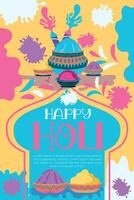 gelukkig holi kleurrijk banier sjabloon Indisch hindoeïsme festival viering, sociaal media poster ontwerp en horizontaal banier sjabloon voor holi festival viering vector