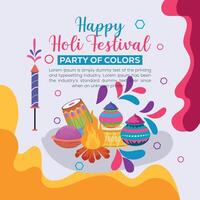 gelukkig holi kleurrijk banier sjabloon Indisch hindoeïsme festival viering, sociaal media poster ontwerp en horizontaal banier sjabloon voor holi festival viering vector