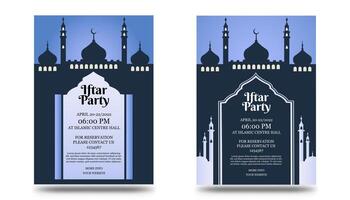 iftar uitnodiging met mooi moskee en decoraties vector