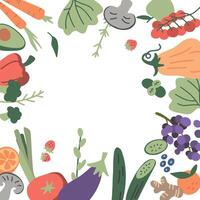 vector illustratie vers biologisch voorjaar zomer fruit kader. ontwerp Aan wit achtergrond. vegetarisch menu, groenten markt folder