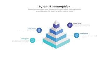 piramide diagram infographic sjabloon ontwerp met 4 niveaus en pictogrammen vector