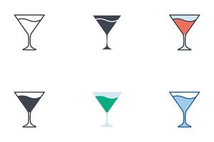 cocktail glas pictogrammen met verschillend stijlen. cocktail symbool vector illustratie geïsoleerd Aan wit achtergrond