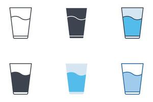 glas water pictogrammen met verschillend stijlen. glas symbool vector illustratie geïsoleerd Aan wit achtergrond