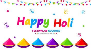 maart is gelukkig holi Indisch festival achtergrond met gulal poeder kleur. gelukkig holi achtergrond ontwerp. illustratie. vector
