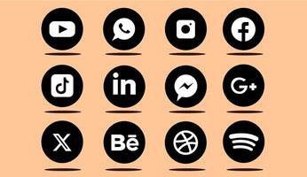 zwart-wit pictogrammen voor sociale media vector