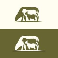 koe schapen geit boerderij dier silhouet vector illustratie. vee logo