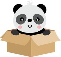 schattig panda in karton doos vector