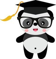 schattig panda met diploma uitreiking pet vector