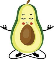 schattig avocado mascotte aan het doen yoga meditatie vector