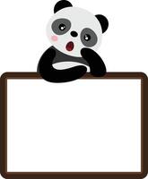 verrassing schattig panda met blanco kader vector