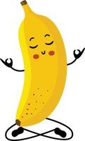 schattig banaan mascotte aan het doen yoga meditatie vector