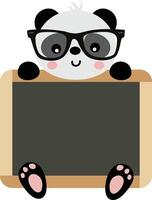 panda leraar met school- schoolbord vector