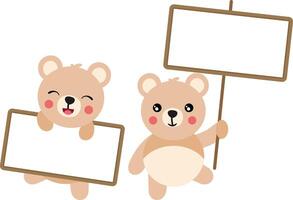 twee schattig teddy bears met uithangborden vector