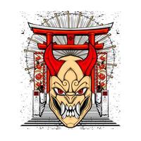 japans oni masker vector