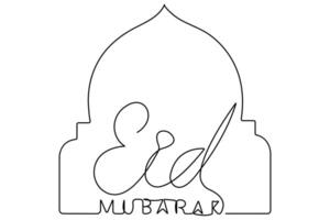 Islamitisch decoratie concept Ramadan kareem doorlopend een lijn kunst tekening van eid mubarak vector illustratie