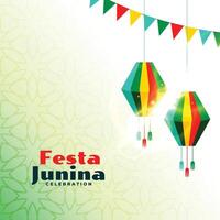 festa Junina festival kaart met partij decoratie vector