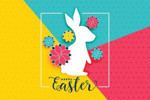 gelukkig Pasen dag achtergrond met konijn en bloem vector