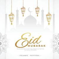 Islamitisch feestelijk eid mubarak wensen achtergrond in klassiek stijl vector