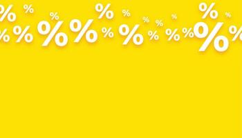 bank percentage pictogrammen geel banier met leeg of tekst ruimte vector
