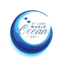 mooi hoor 8e juni wereld oceaan dag poster naar opslaan en schoon natuur vector